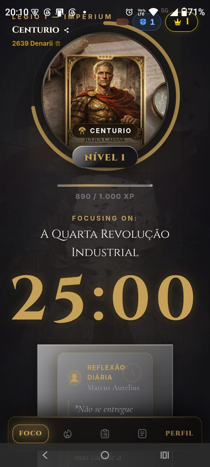 Tela do app Roman Discipline